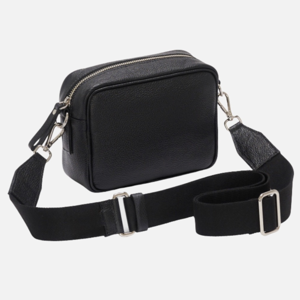 Roots Small Freedom Crossbody Bag Compact Black Leather + Extra Adjustable Strap